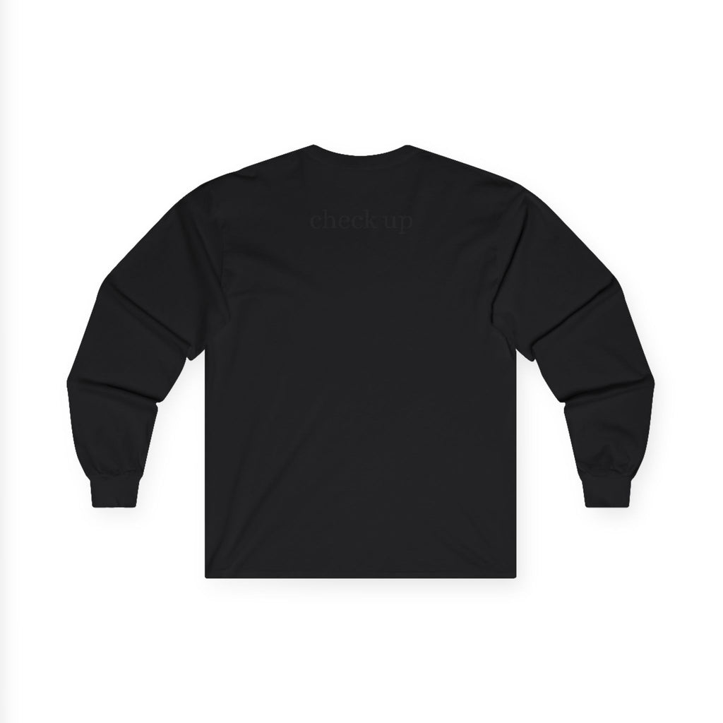 Long Sleeve Tee — 'Check Up' Retro Selfie Graphic